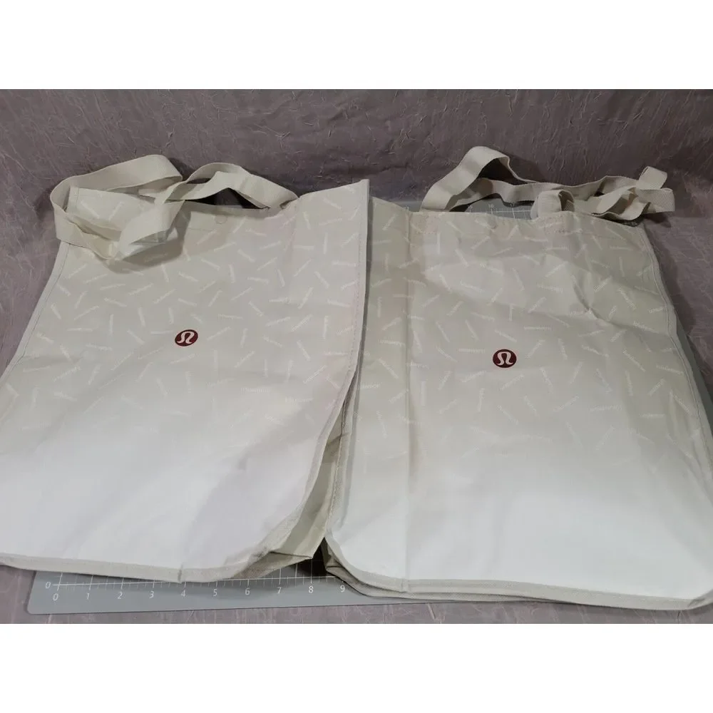 3 Lululemon Large Reusable‎ Shopping Tote Bag 2x Gray 1x Red